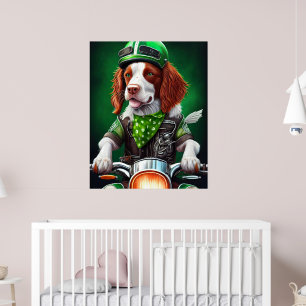 Poster Brittany Spaniel dirigindo Ruas de bicicleta. Dia 