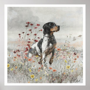 Poster Brittany Spaniels , Estação de Caça de Pássaros