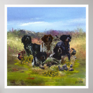Poster Brittany Spaniels , Estação de Caça de Pássaros
