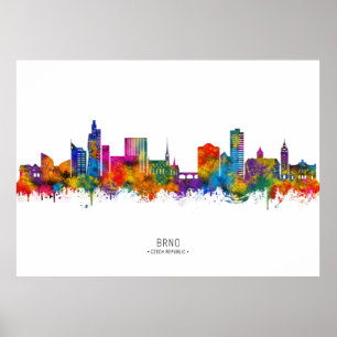 Poster BrnoRepública Tcheca Skyline