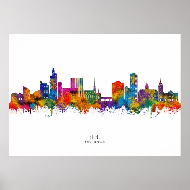 Poster BrnoRepública Tcheca Skyline (Frente)