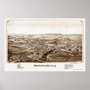 Pôster Broadalbin, Mapa Panorâmico NY - 1880