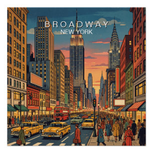 Pôster Broadway Nova York Viagem Arte Vintage