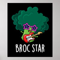 Broc Star Funny Brocolli Rock Star Pun Dark BG
