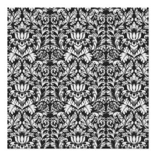 Pôster Brocade de gargalo branco preto