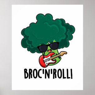 Poster Brock n Roll Funny Veggie Broccoli Pun