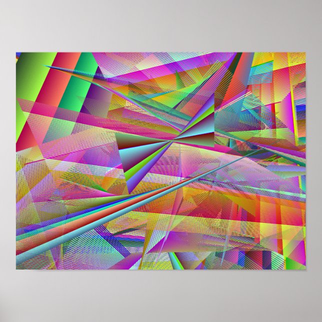 Poster Broken Glass Shattered Mirror Line Art (Frente)