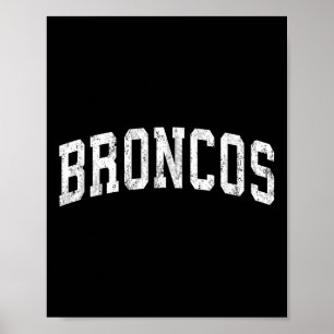 Poster Broncos Mascot Vintage Athletic Nome Design
