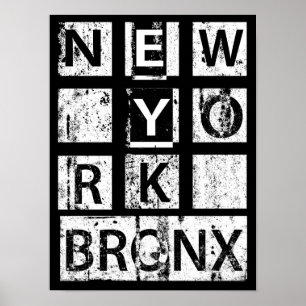 Poster Bronx Nova York   Tipografia Grunge