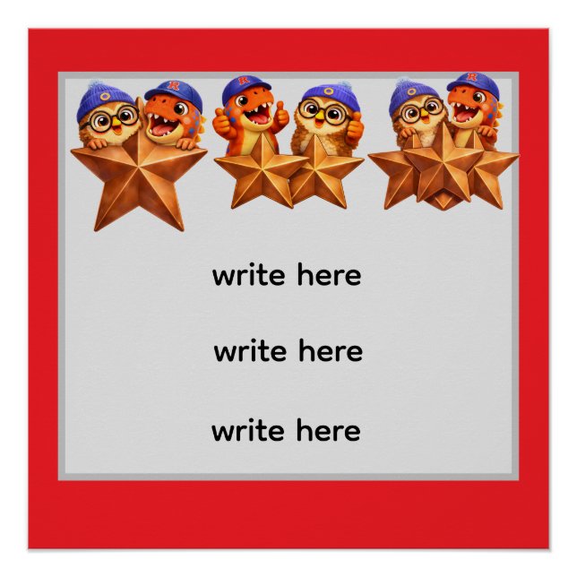 Pôster Bronze achievement poster, customisable star rewar (Frente)