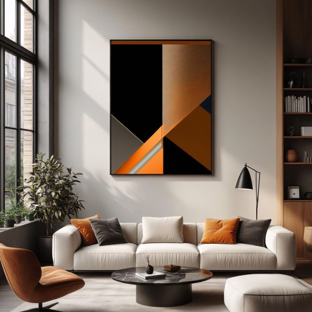 Poster Bronze Texturizado e Abstrato Geométrico Laranja (Criador carregado)