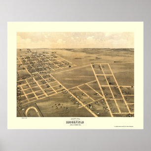 Poster Brookfield, mapa panorâmico do MO - 1869