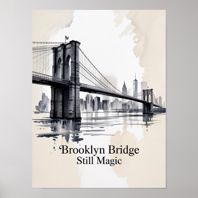 Poster Brooklyn Bridge Ainda Mágico Tinta (Frente)
