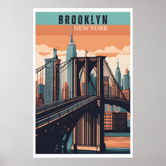 Poster Brooklyn Bridge Retro New York