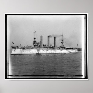 Poster Brooklyn, Cruiser, nave de guerra Vintage 1900