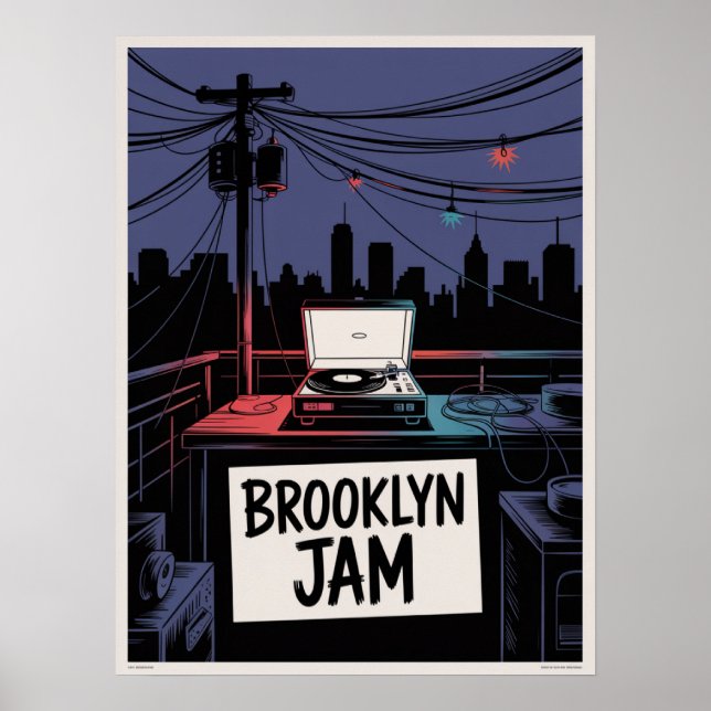 Poster Brooklyn Jam Rooftop Tocador de Discos Noturno Sky (Frente)
