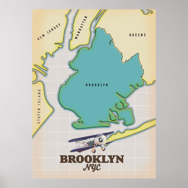 Poster Brooklyn New York Map (Frente)