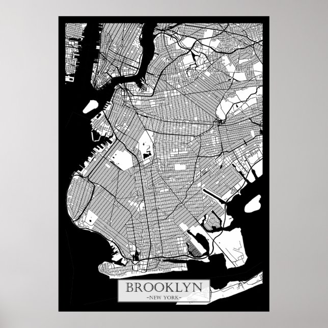 Poster Brooklyn New York Map (Frente)