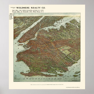 Poster Brooklyn, Novo Mapa Panorâmico - 1908