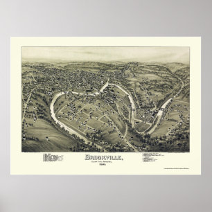 Poster Brookville, mapa panorâmico do PA - 1895