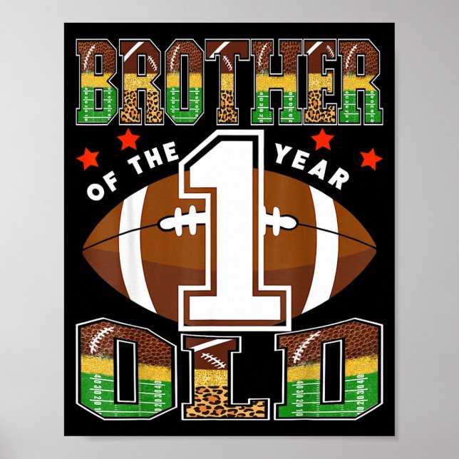 Poster Brother Of The 1 Year Old Football First Birthday  (Frente)