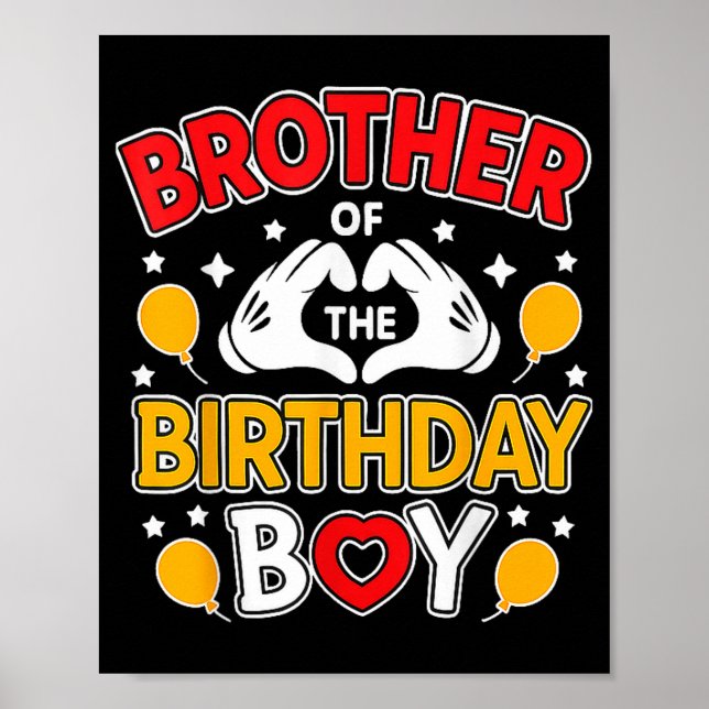 Poster Brother Of The Birthday Boy For Matching Family Pa (Frente)