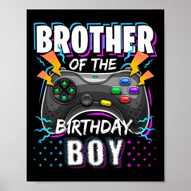 Poster Brother Of The Birthday Boy Matching Video Game Bi (Frente)