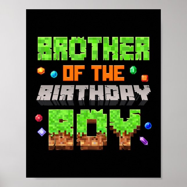 Poster Brother Of The Birthday Boy Pixel Gaming Video Gam (Frente)