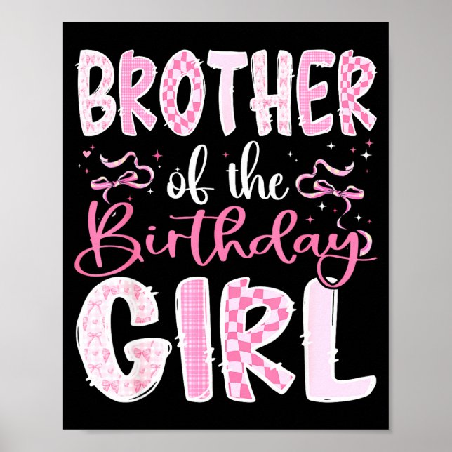 Poster Brother Of The Birthday Girl Nk Coquette Bow Famil (Frente)