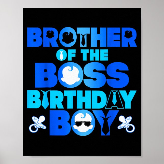 Poster Brother Of The Boss Birthday Boy Baby Family Decor (Frente)