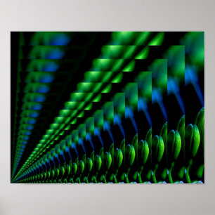 Pôster Broto De Flor Verde E Azul Abstrato