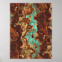 Brown Aqua Teal Turquoise Green Geode Art
