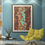 Poster Brown Aqua Teal Turquoise Green Geode Art<br><div class="desc">Lindos padrões de pedras de gema de gema de gema de goma-goma azul-turquesa azul-turquesa-marrom e azul-acinzentada. Combine esta design com as cores do decoro interior e pendura alguma cor na parede!</div>