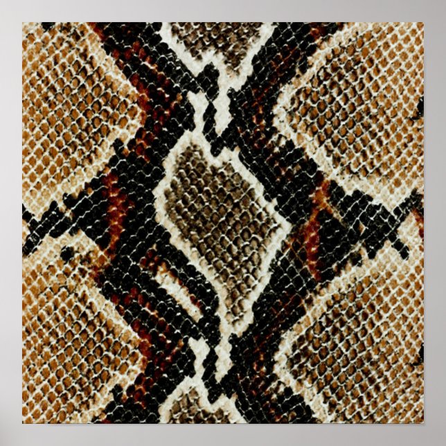 Poster brown black red animal print snake skin (Frente)