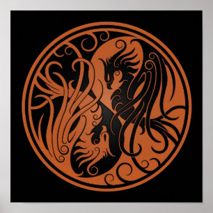 Poster Brown e Yin preto Yang Phoenix