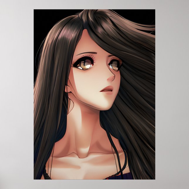 Poster Brown Eyed Brunette Anime Girl (Frente)