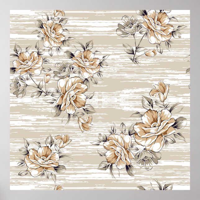 Poster brown flowers pattern on texture backgroundpattern (Frente)