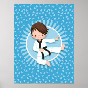 Poster Brown Hair Karate Boy Judo Marcial Artes