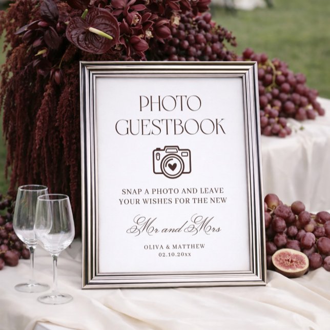 Poster Brown Photo Guest Book Wedding (Criador carregado)