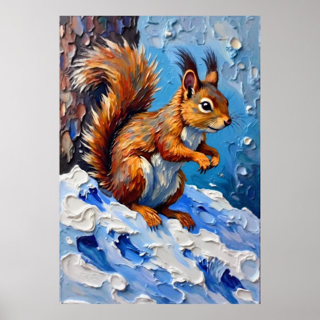 Poster Brown Squirrel in the Snow (Frente)