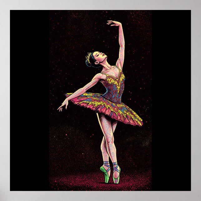 Poster Brown Tutu Ballerina Puzzle – Stunning Dance Art w (Frente)