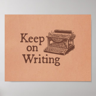 Poster Brown Vintage Typewrite Continua em Escrevendo