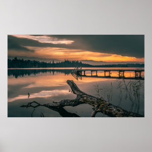POSTER BROWN WOODEN DOCK DURANTE O DIA