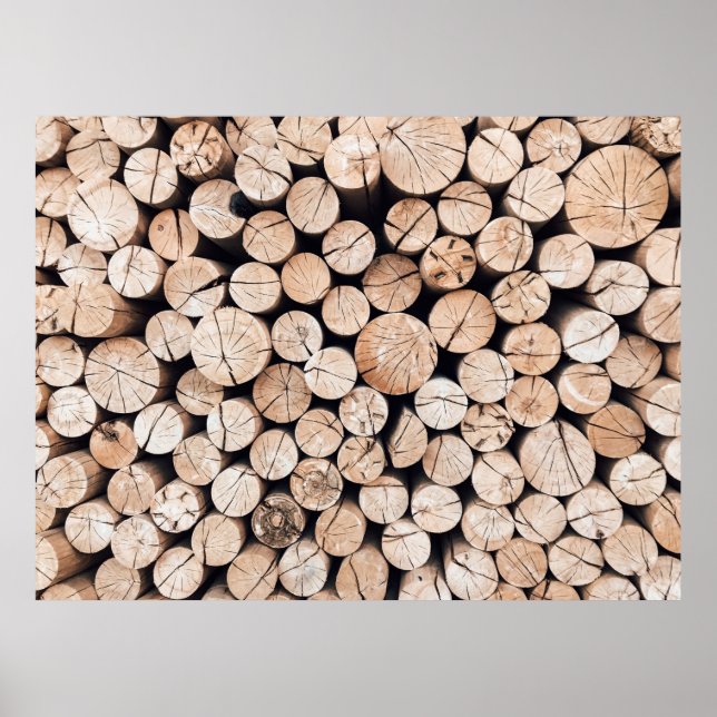 Poster Brown wooden log lot (Frente)