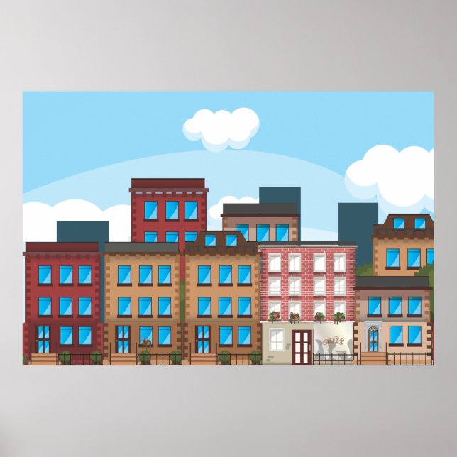 Pôster Brownstone Building (Frente)