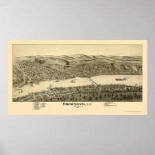 Pôster Brownsville, mapa panorâmico do PA - 1902