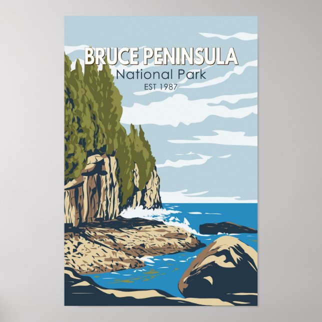 Poster Bruce Peninsula National Park Canadá Viagem Art (Frente)