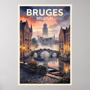 Poster Bruges Bélgica Viagem Antiga