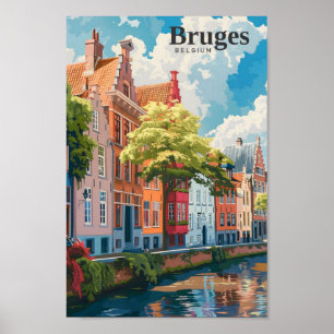 Poster Bruges Belgium Art Viagens vintage