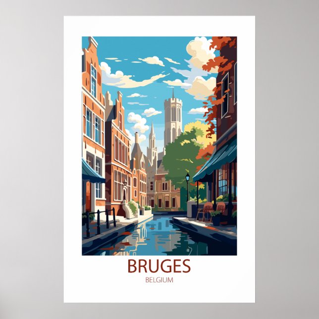 Poster Bruges Belgium Familiares de Viagem (Frente)